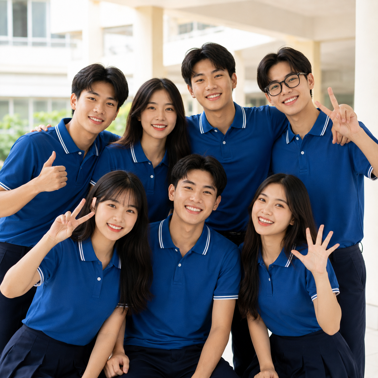 Lớp mặc mẫu áo polo đồng phục học sinh Lớp mặc mẫu áo polo đồng phục học sinh