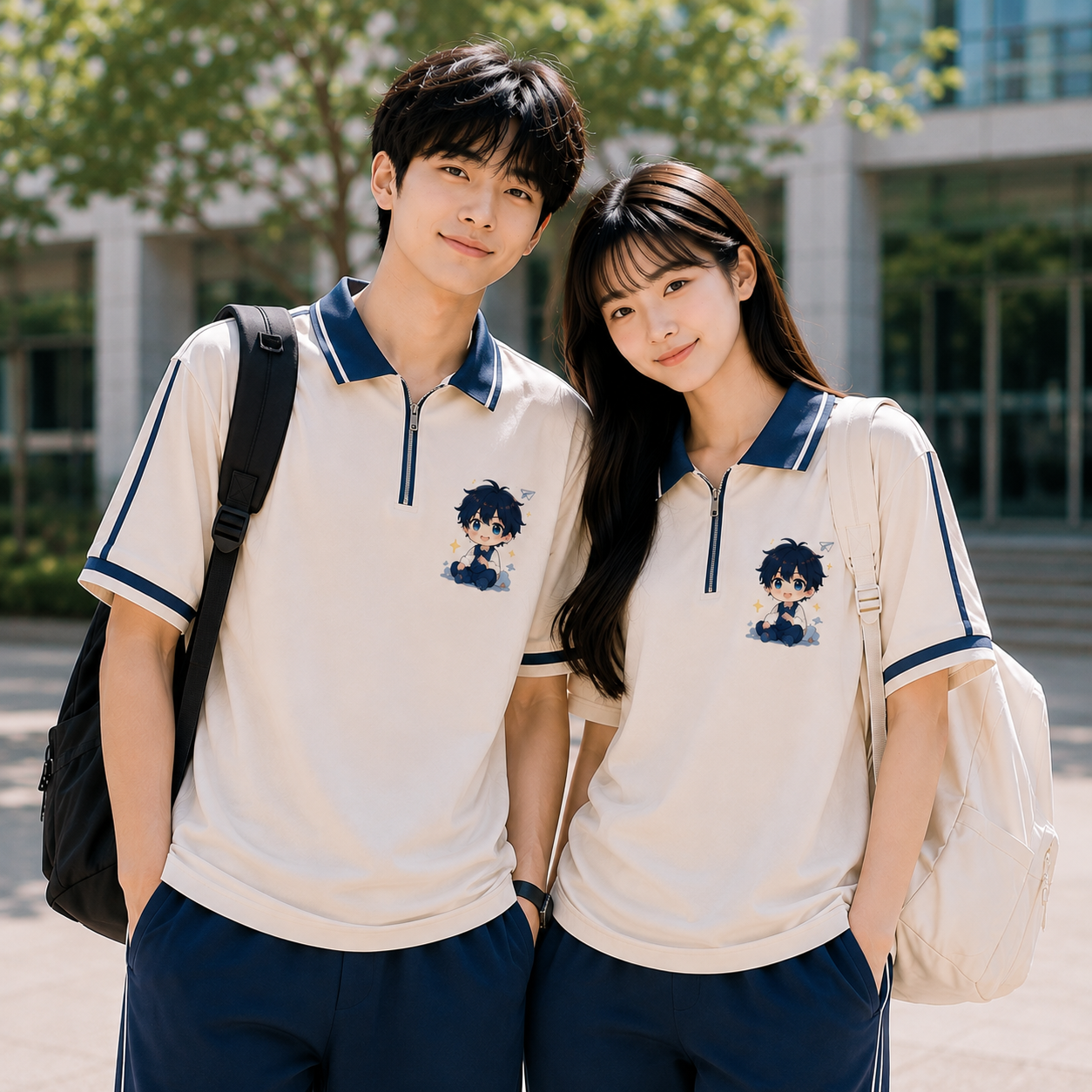 Mẫu áo lớp anime đẹp có nam nữ mặc áo đồng phục lớp Mẫu áo lớp anime đẹp có nam nữ mặc áo đồng phục lớp
