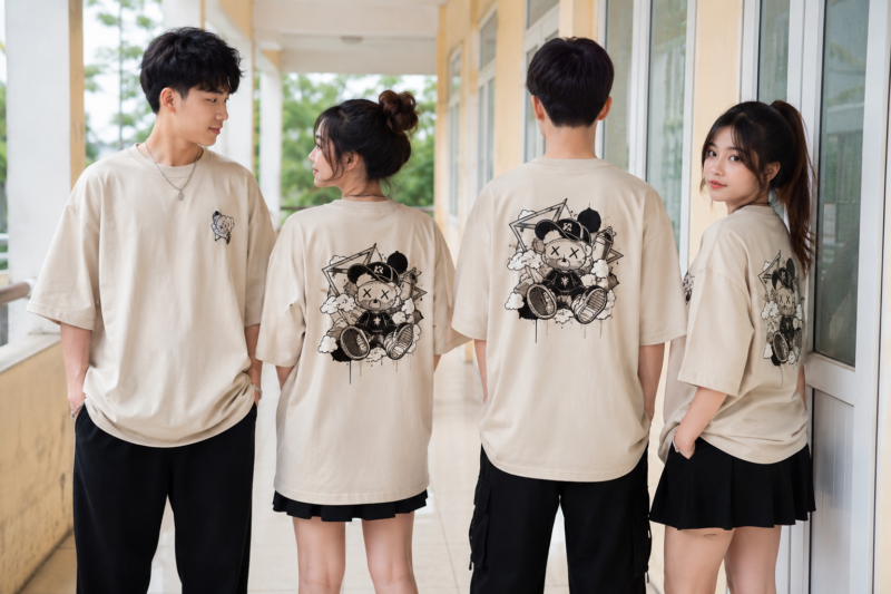 Mẫu áo lớp oversize in hình