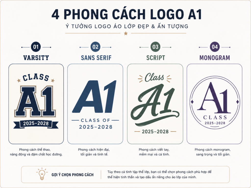 Mẫu logo chữ A1 áo lớp