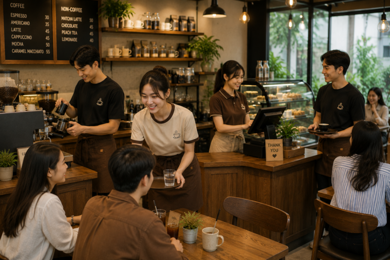 May áo thun đồng phục quán cafe theo yêu cầu