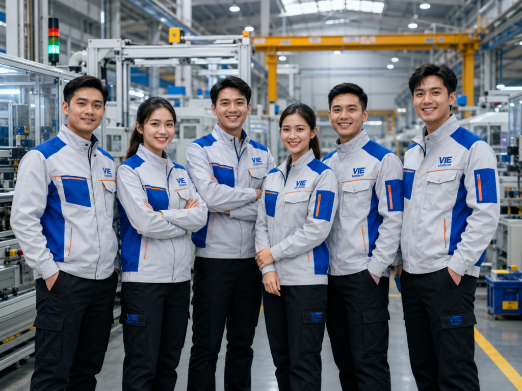 May đồng phục áo khoác gió kỹ thuật theo yêu cầu