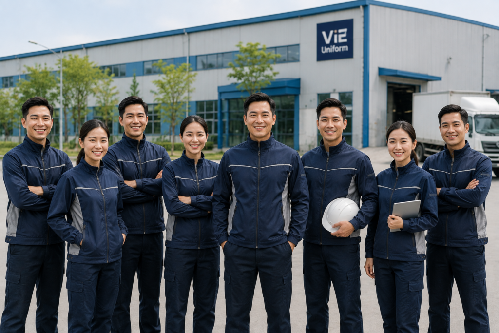 May đồng phục áo khoác gió nhà máy theo yêu cầu