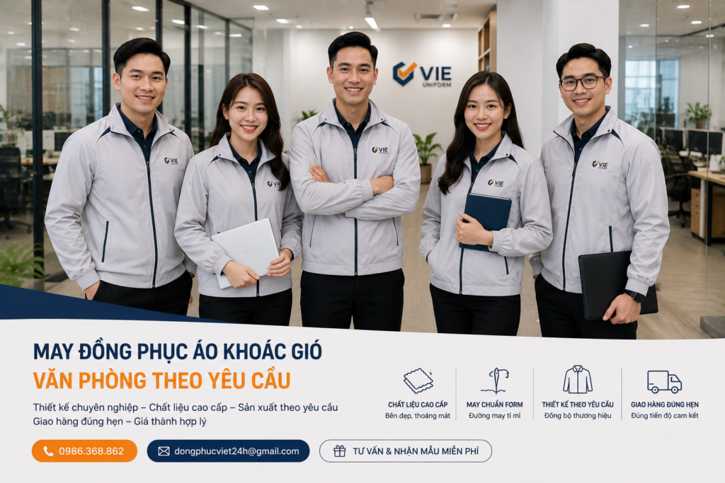 May đồng phục áo khoác gió văn phòng theo yêu cầu