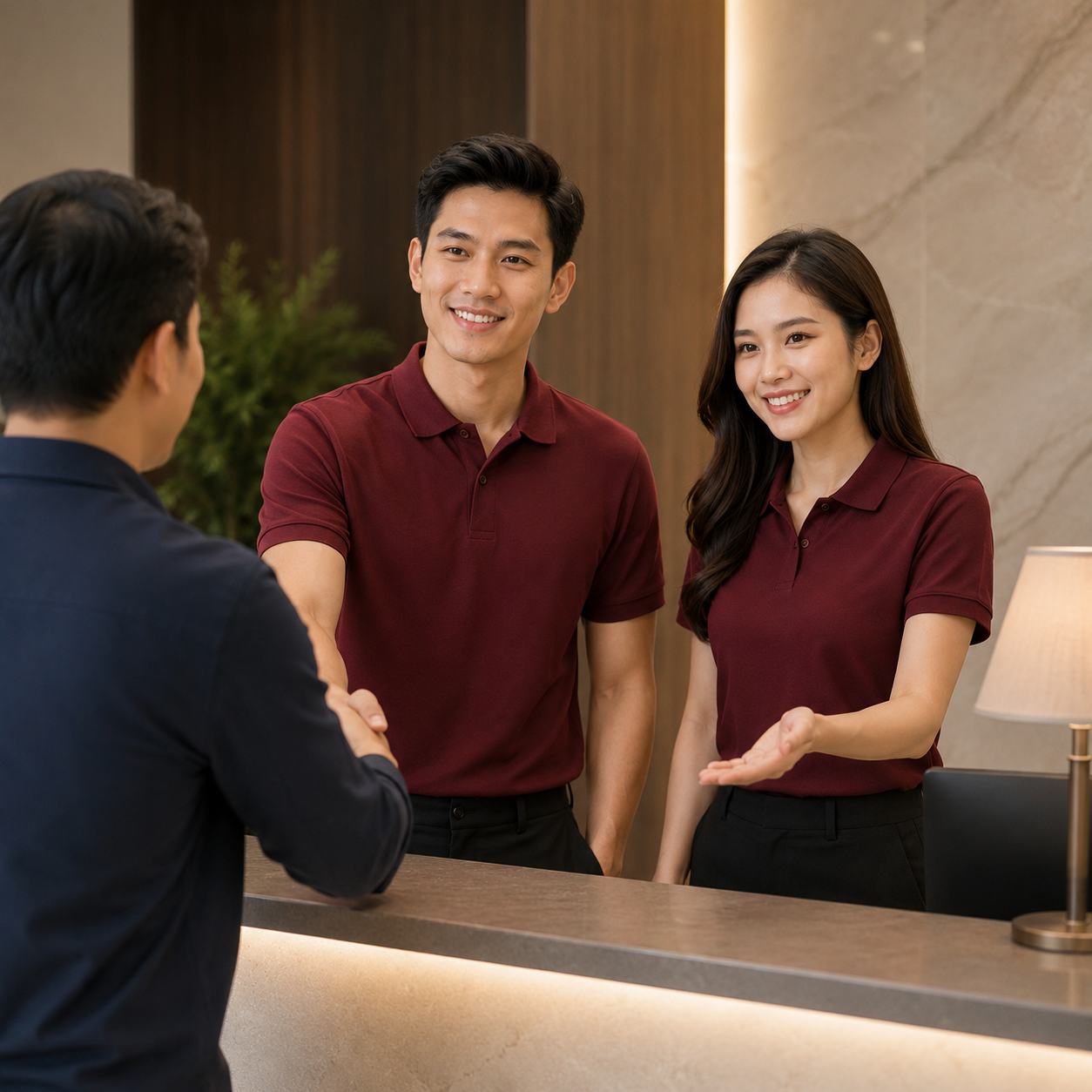 Người mặc Mẫu áo polo đồng phục vải cá sấu Người mặc Mẫu áo polo đồng phục vải cá sấu