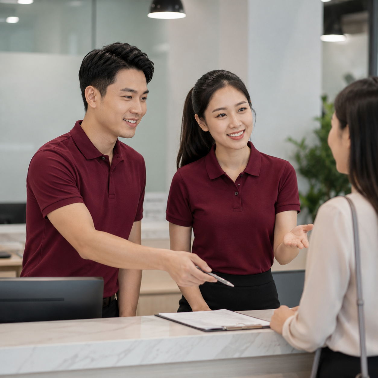 Nhân viên mặc Mẫu áo polo basic đồng phục Nhân viên mặc Mẫu áo polo basic đồng phục