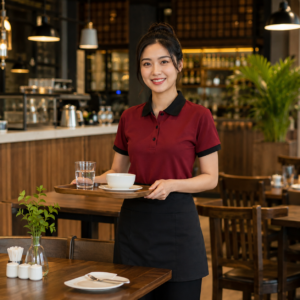 Nhân viên mặc Mẫu áo polo đồng phục nhân viên phục vụ