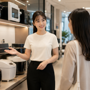 Nhân viên mặc Mẫu áo thun đồng phục showroom