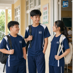 Nhóm mặc Mẫu Áo lớp cho học sinh cấp 2