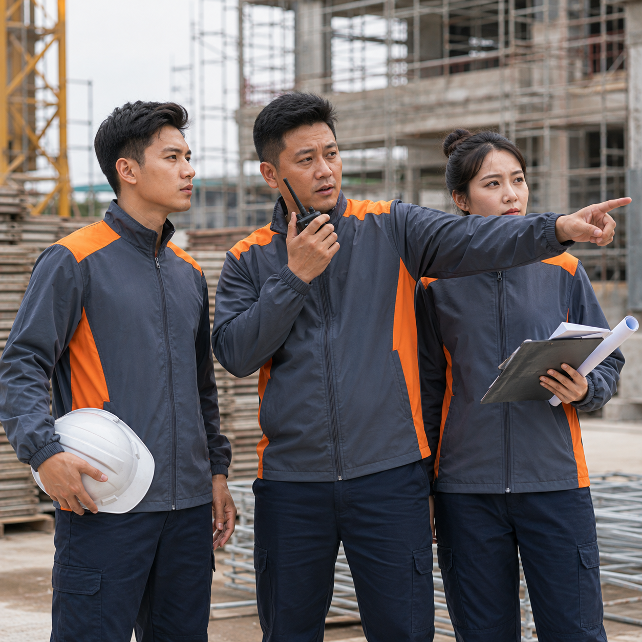 Nhóm mặc Mẫu áo khoác gió đồng phục công trường Nhóm mặc Mẫu áo khoác gió đồng phục công trường