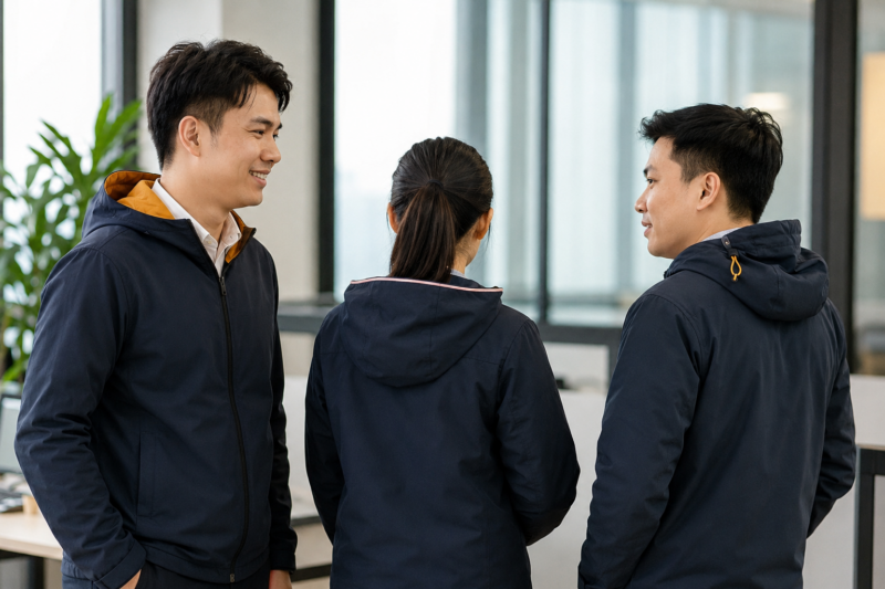 Phối màu mũ áo khoác gió