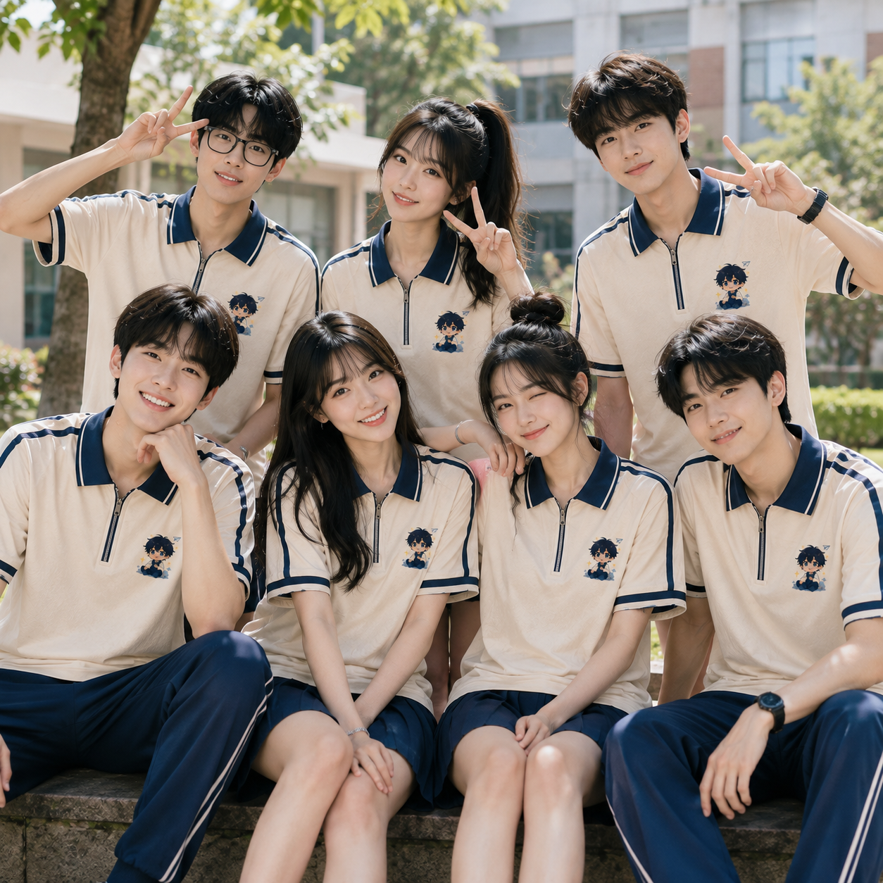 Tập thể học sinh mặc mẫu áo lớp anime đồng bộ Tập thể học sinh mặc mẫu áo lớp anime đồng bộ