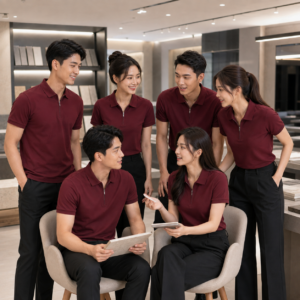Tập thể mặc Mẫu áo polo cổ khóa kéo đồng phục
