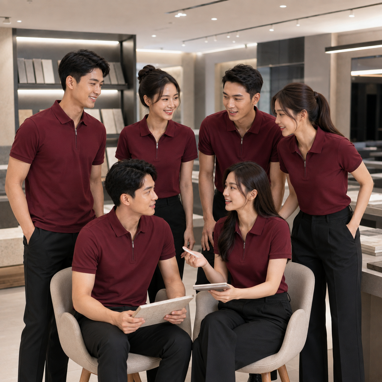 Tập thể mặc Mẫu áo polo cổ khóa kéo đồng phục Tập thể mặc Mẫu áo polo cổ khóa kéo đồng phục