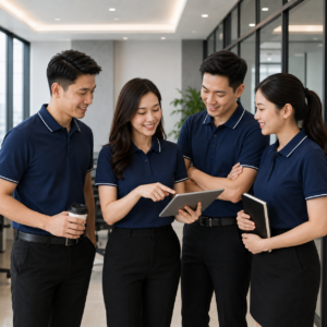 Tập thể mặc Mẫu áo polo đồng phục doanh nghiệp