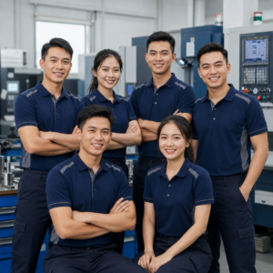 Tập thể mặc Mẫu áo polo đồng phục kỹ thuật