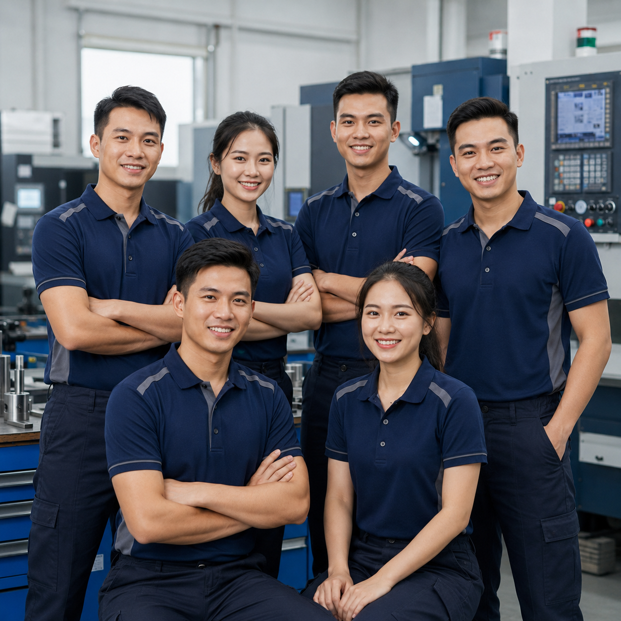 Tập thể mặc Mẫu áo polo đồng phục kỹ thuật Tập thể mặc Mẫu áo polo đồng phục kỹ thuật