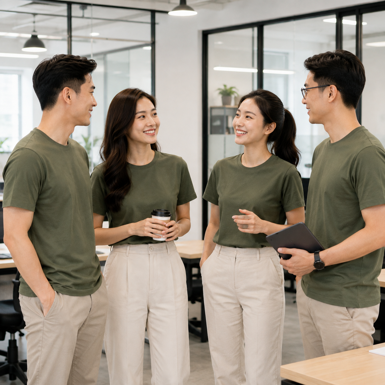 Tập thể mặc Mẫu áo thun cổ tròn đồng phục công ty Tập thể mặc Mẫu áo thun cổ tròn đồng phục công ty