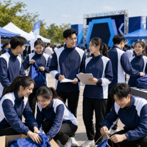 Tập thể mặc mẫu Áo khoác gió đồng phục sự kiện