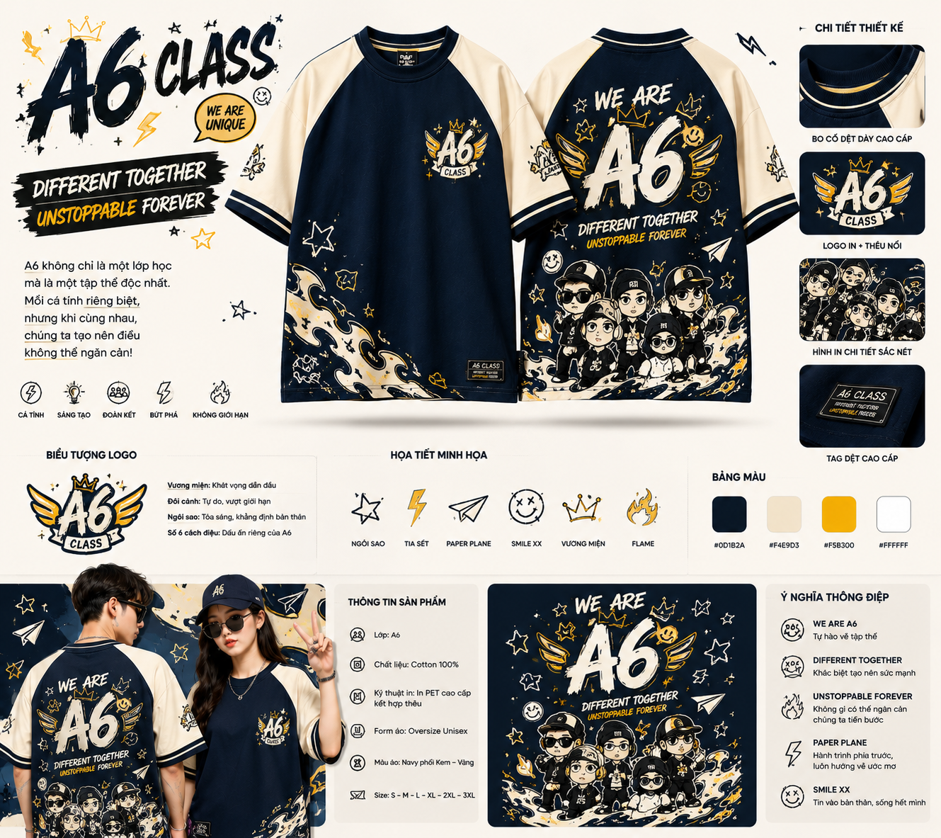 Thiết kế áo lớp Biểu tượng Logo và Họa tiết minh họa