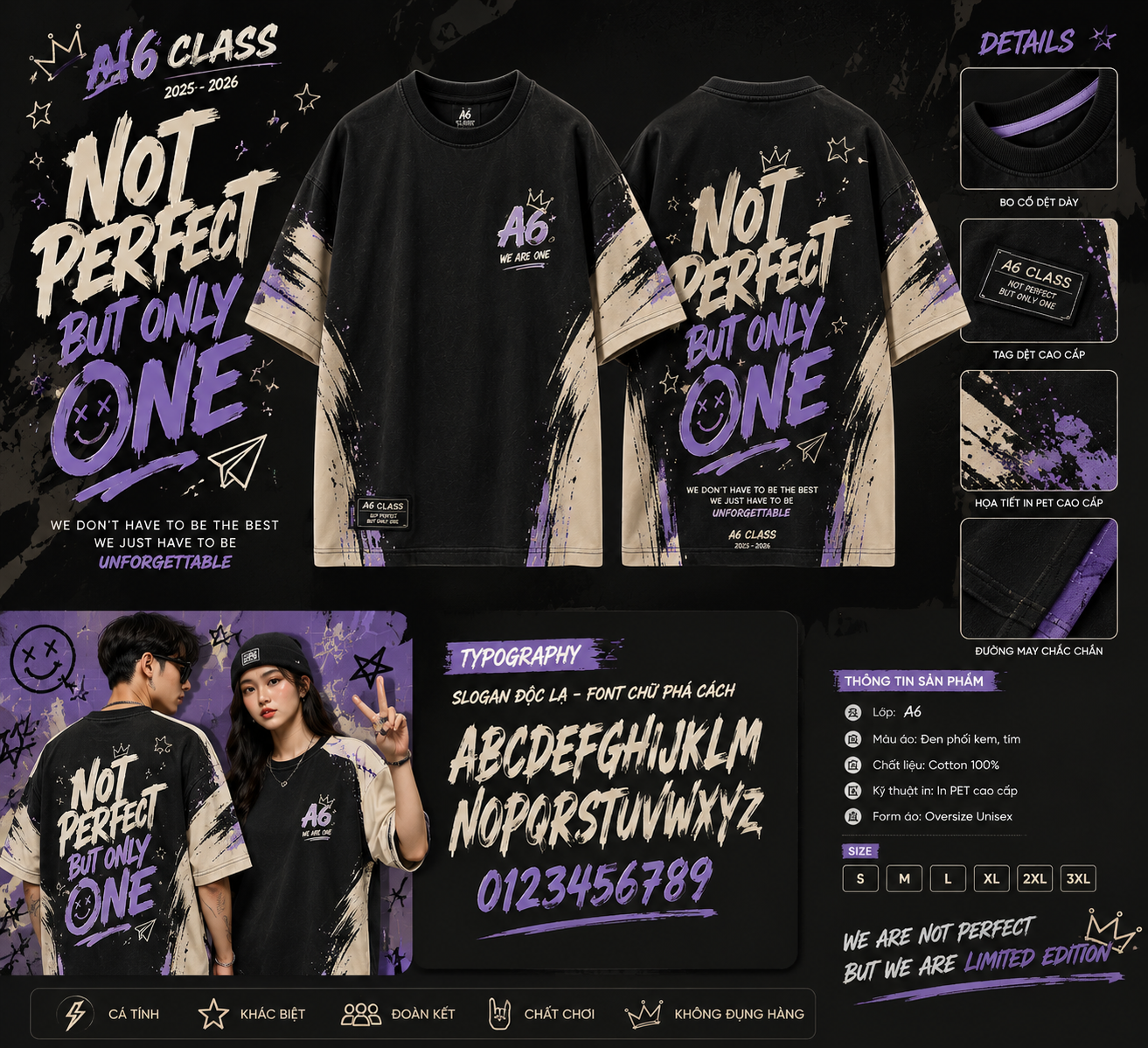 Thiết kế áo lớp Slogan độc lạ và Font chữ Typography