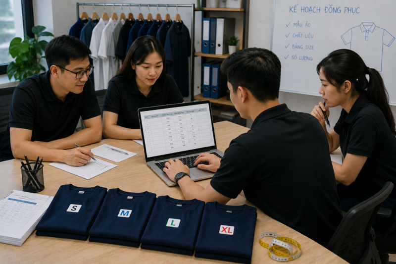 Tổng hợp size áo thun đồng phục công ty