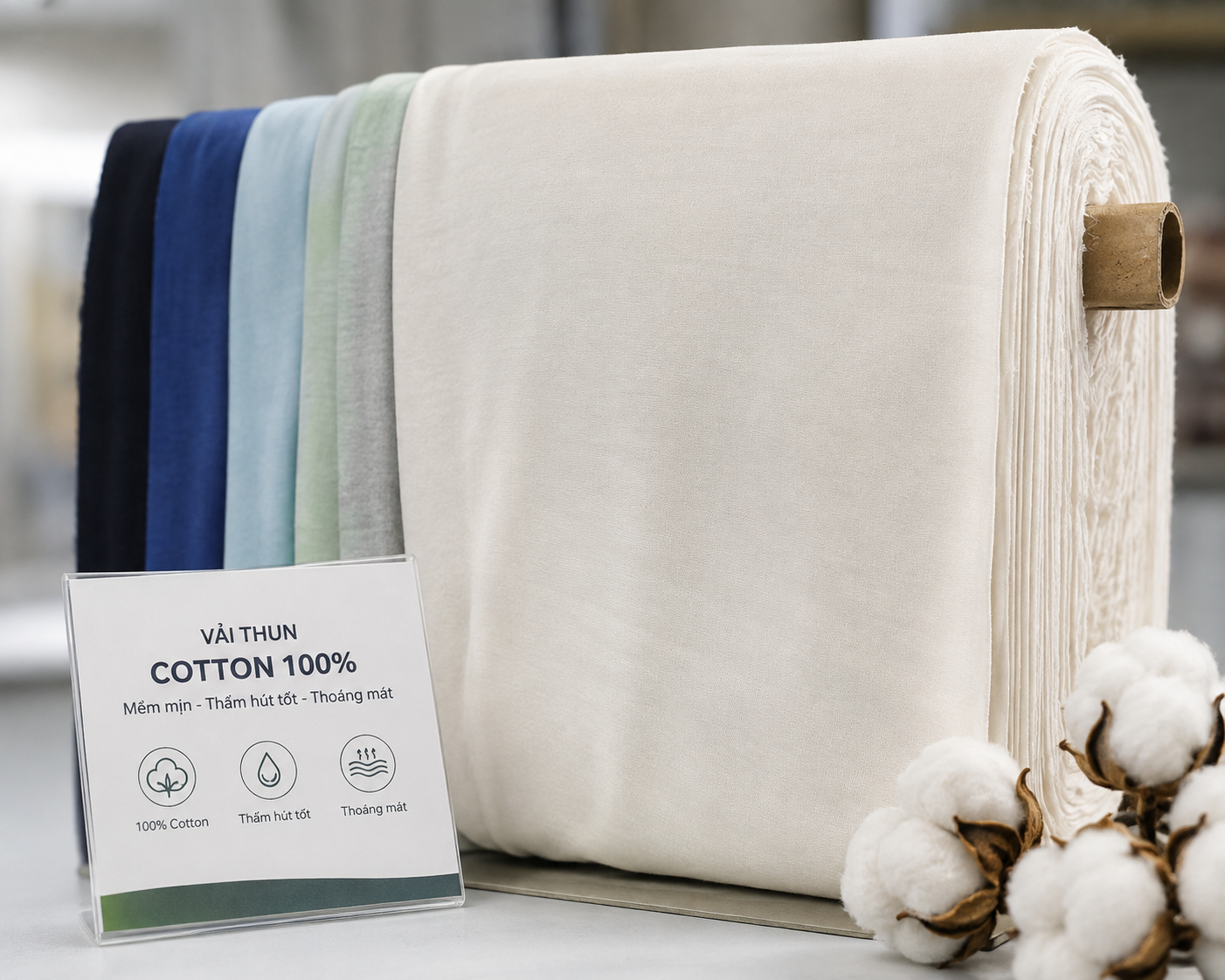 Vải thun COTTON 100%Mềm mịn, thấm hút tốt