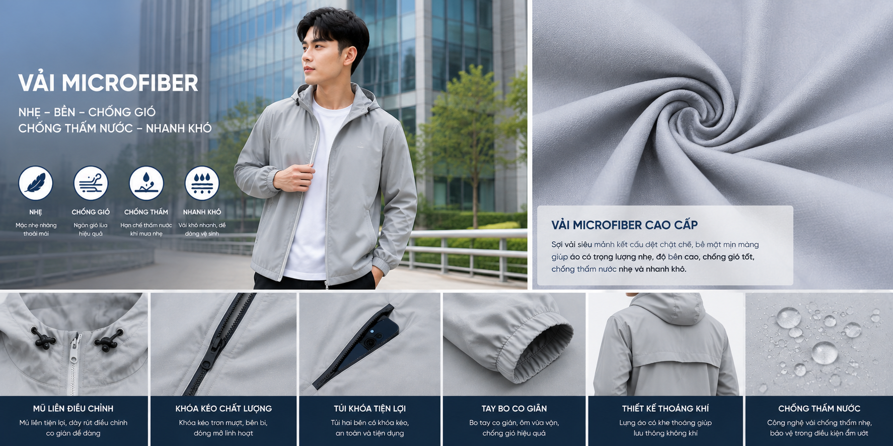 Vải Microfiber may áo gió đẹp