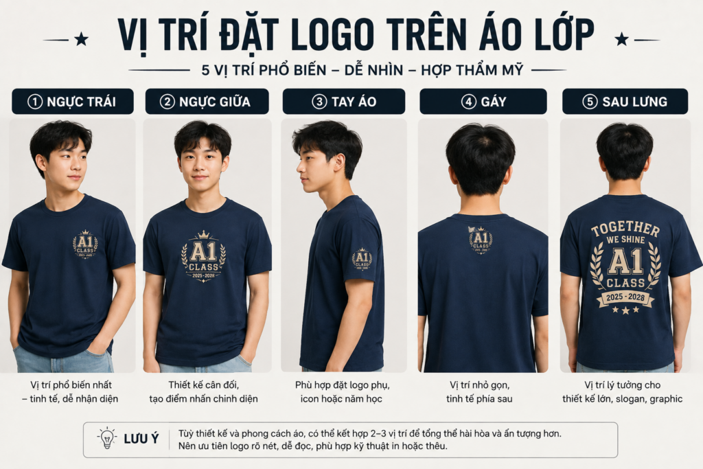 Vị trí đặt logo trên áo lớp