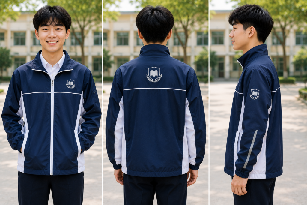 Vị trí logo áo khoác gió học sinh