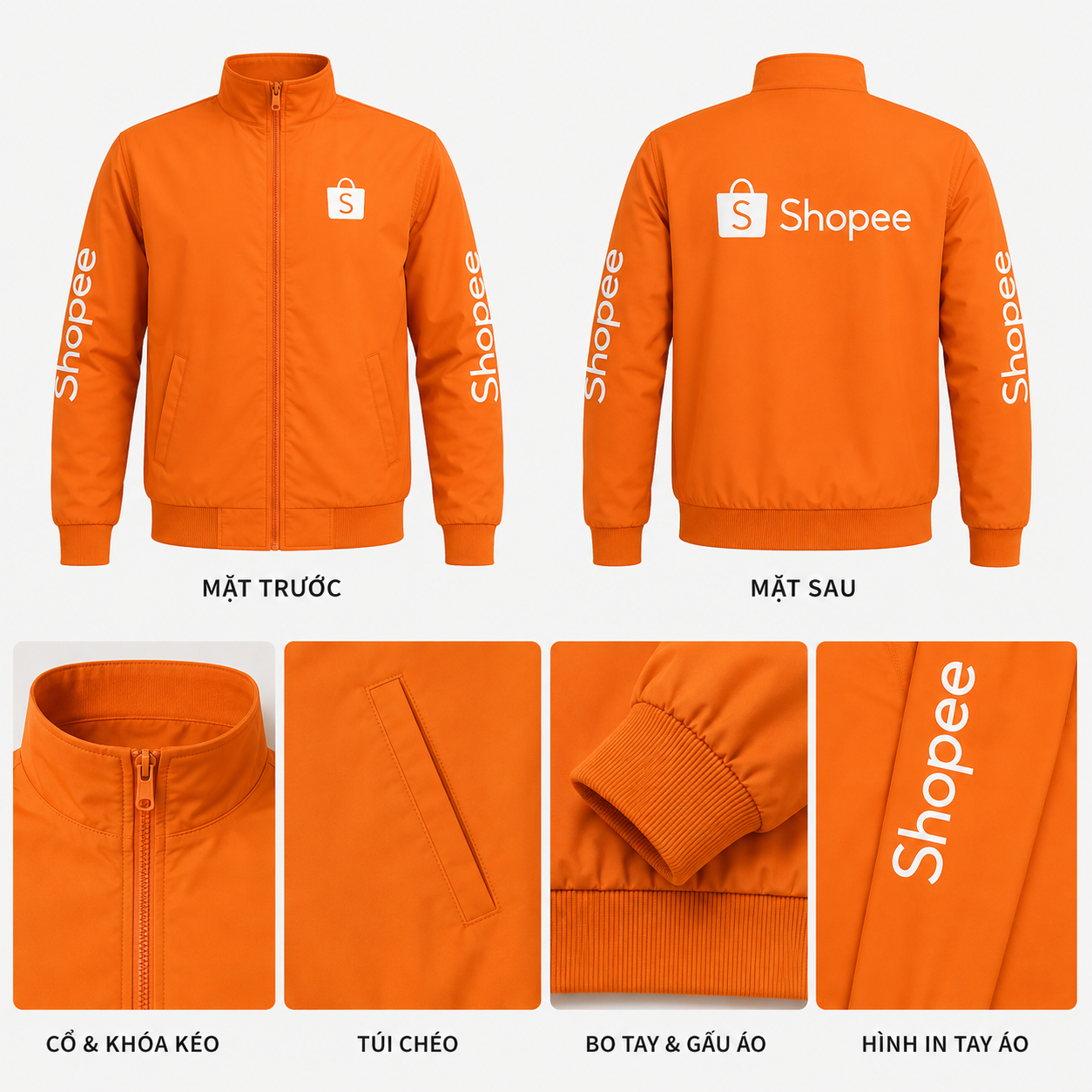 ao gio shopee (2) chi tiết Áo gió shopee, Áo gió nhân viên shopee