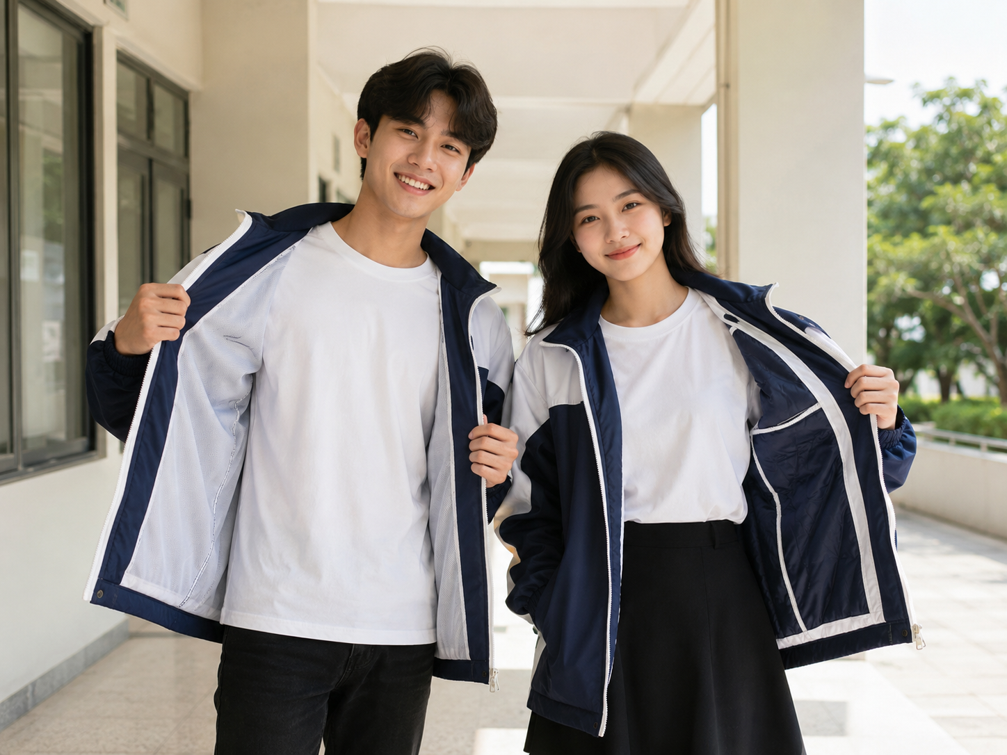 Áo khoác gió sinh viên một lớp hai lớp