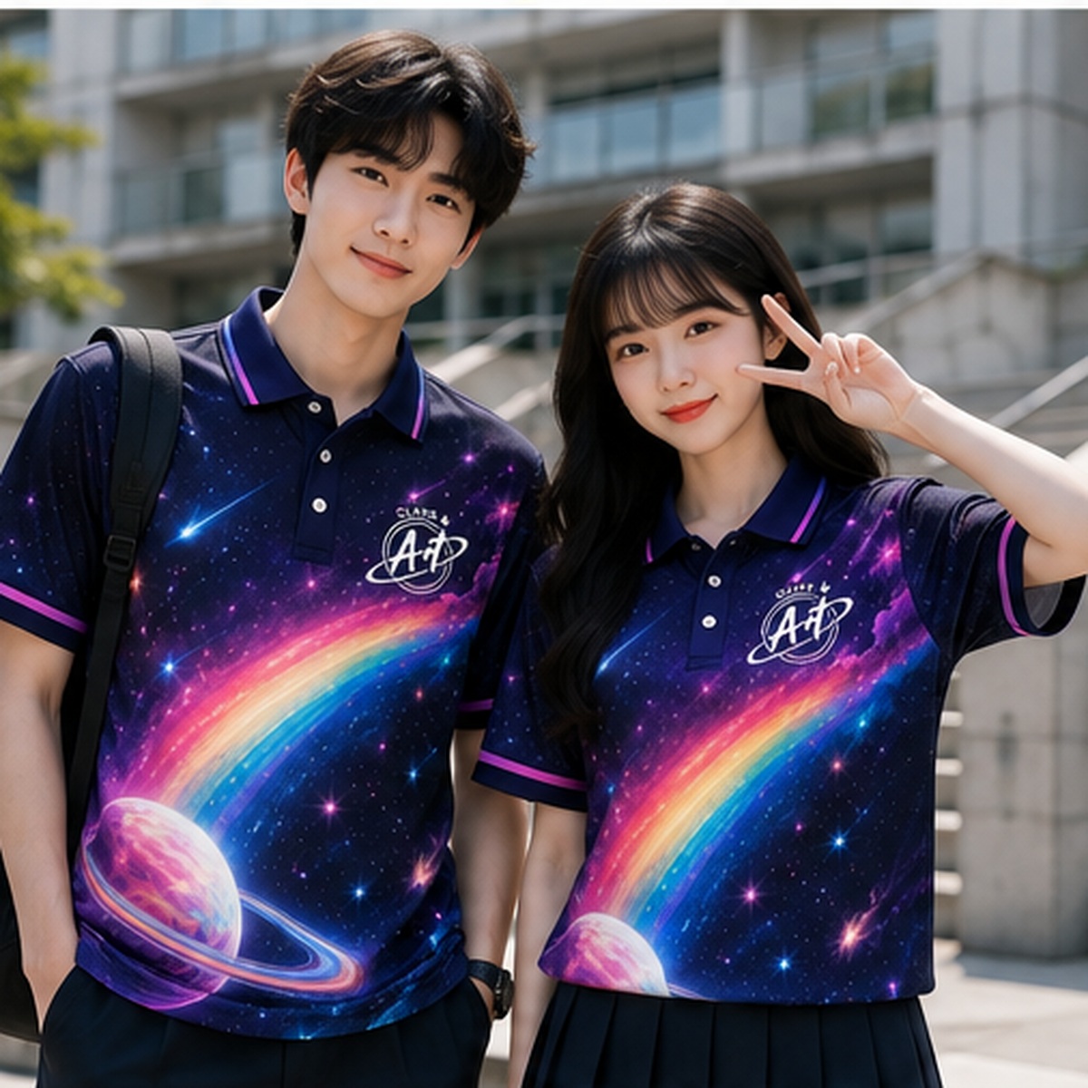 Mẫu áo lớp galaxy đẹp có nam nữ mặc áo đồng phục lớp Mẫu áo lớp galaxy đẹp có nam nữ mặc áo đồng phục lớp