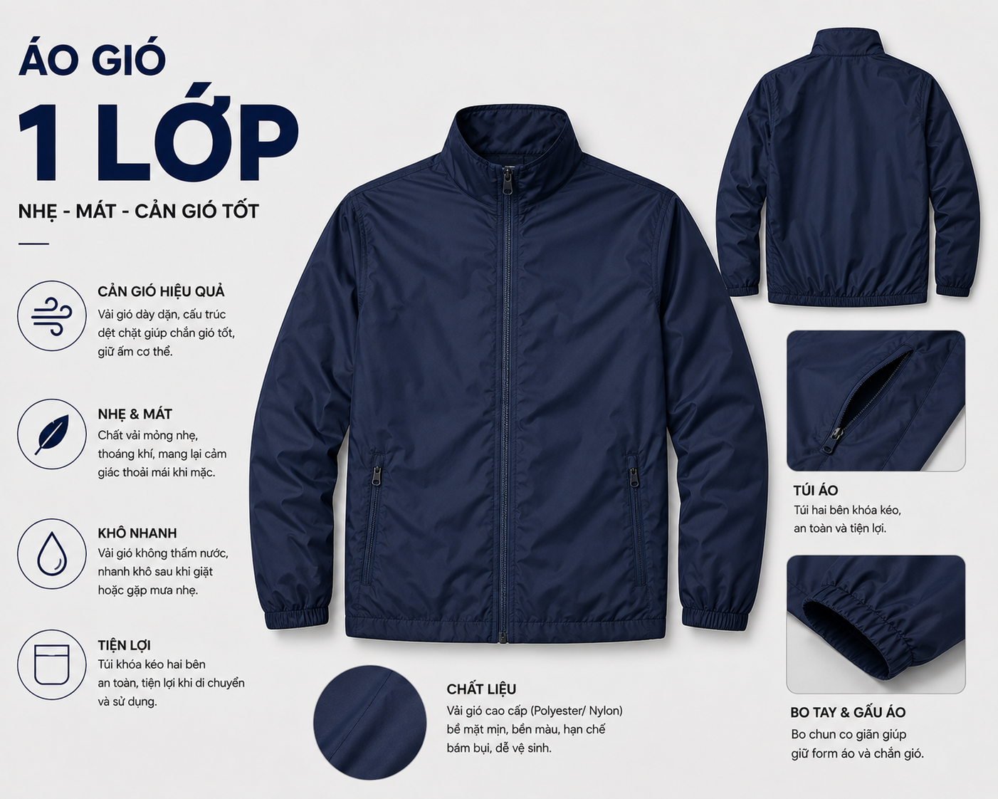 Đồng phục áo khoác gió 1 lớp