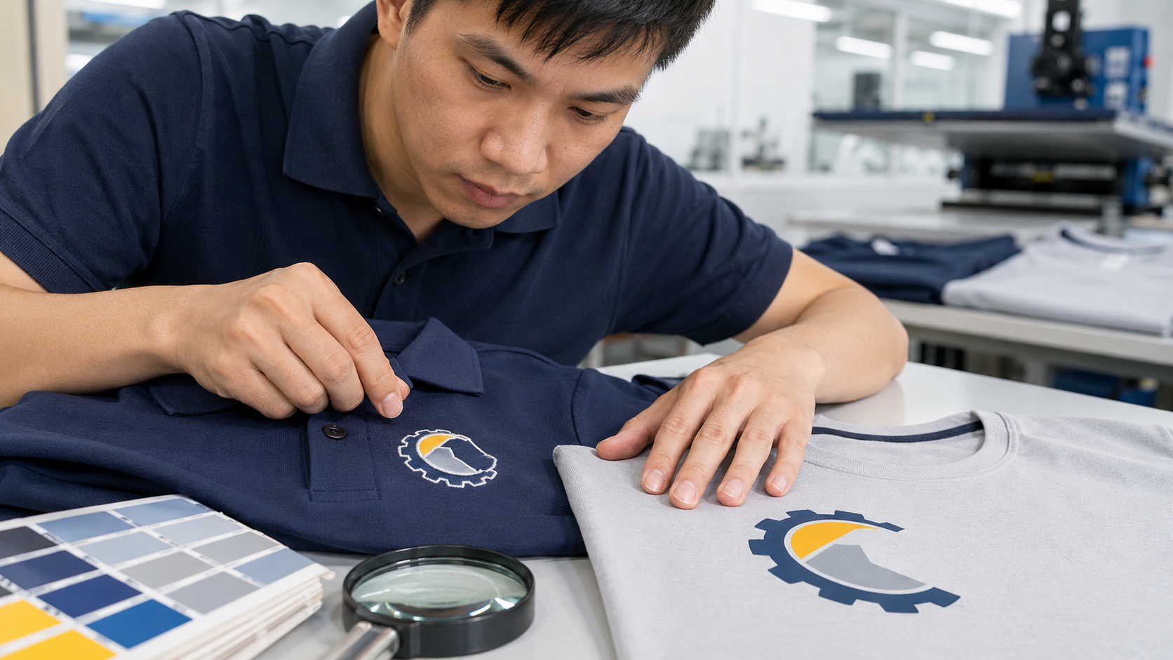 Kiểm tra chất liệu vải trước khi thêu