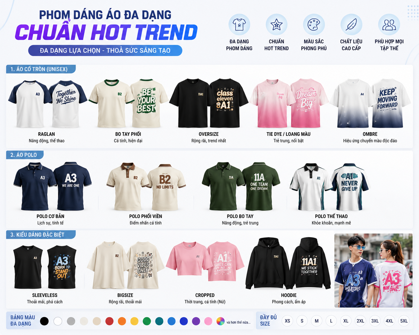 Thiết kế áo lớp online phom dáng áo đa dạng chuẩn Hot Trend
