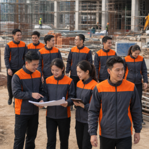 tập thể mặc Mẫu áo khoác gió đồng phục bảo hộ lao động