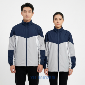 Ảnh chính đồng phục áo khoác gió cổ đứng nam nữ mặt trước