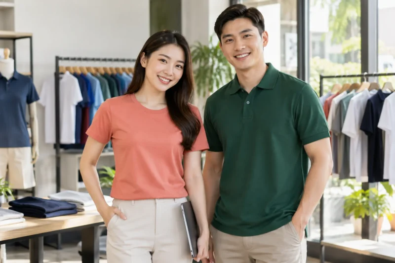 Áo cổ tròn và áo polo đồng phục công ty