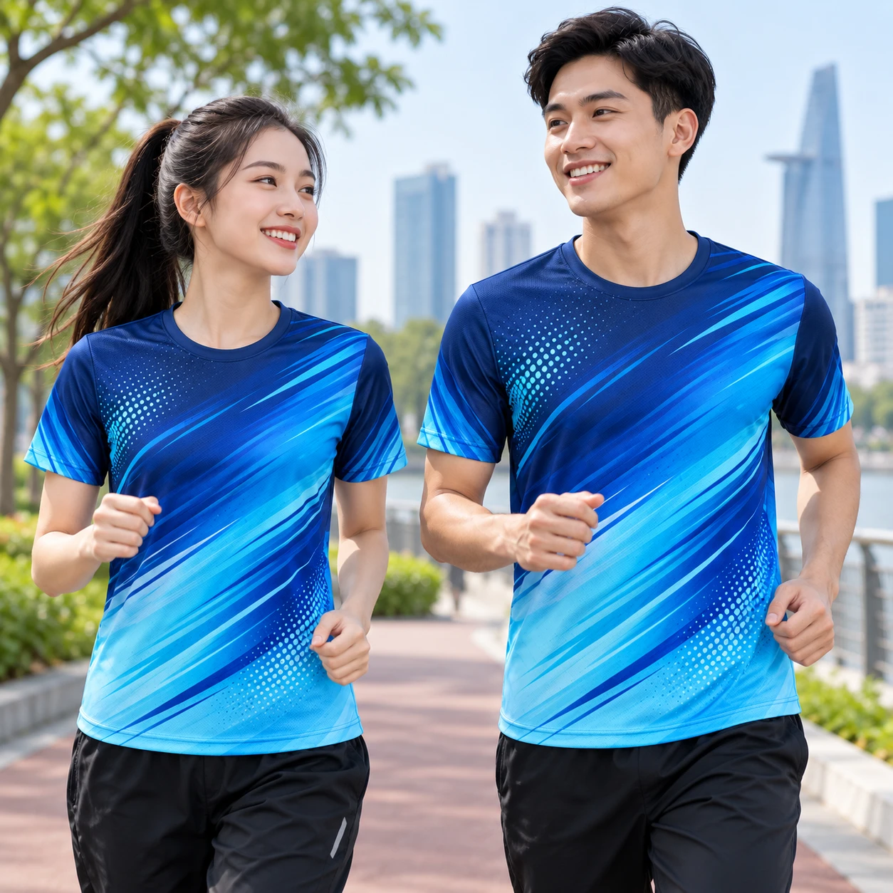 Áo chạy bộ Coolmax in chuyển nhiệt Speed Line xanh gradient - ảnh đại diện Áo chạy bộ Coolmax in chuyển nhiệt Speed Line xanh gradient - ảnh đại diện