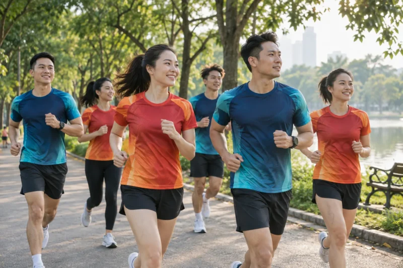 Áo chạy bộ bằng vải Coolmax in chuyển nhiệt