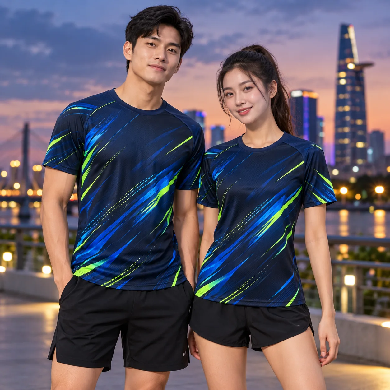 Áo chạy bộ thun mè in chuyển nhiệt Night Run navy neon - ảnh đại diện Áo chạy bộ thun mè in chuyển nhiệt Night Run navy neon - ảnh đại diện