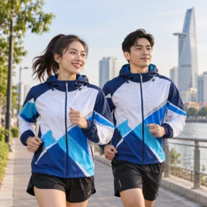 Áo gió chạy bộ in chuyển nhiệt Urban Run - Ảnh ứng dụng thực tế