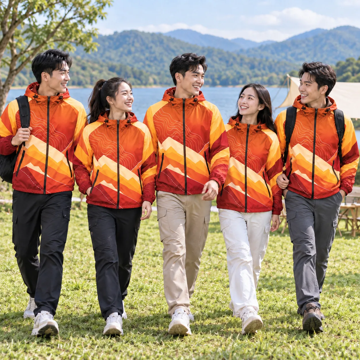 Áo gió team building in chuyển nhiệt Team Adventure - tập thể mặc thực tế Áo gió team building in chuyển nhiệt Team Adventure - tập thể mặc thực tế