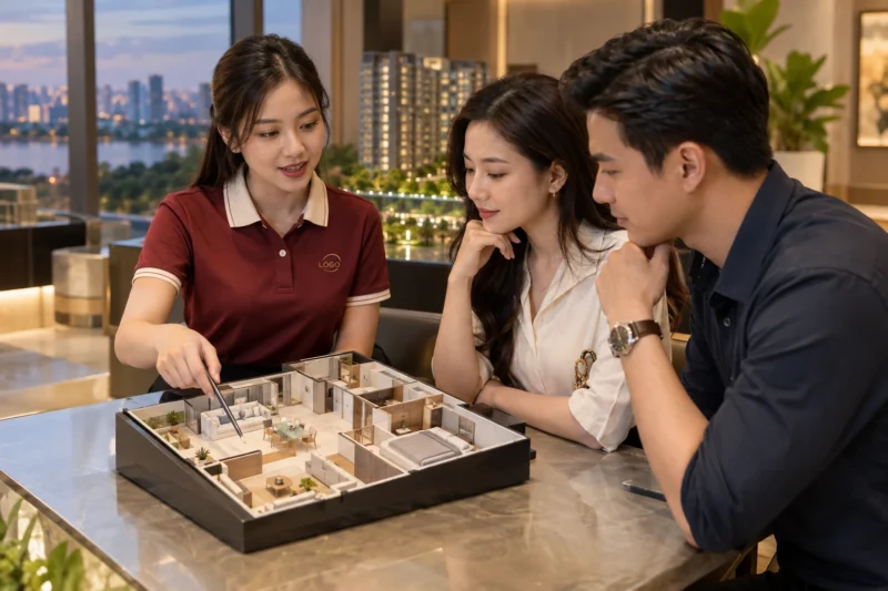 Áo polo bất động sản cho nhân viên tư vấn khách hàng
