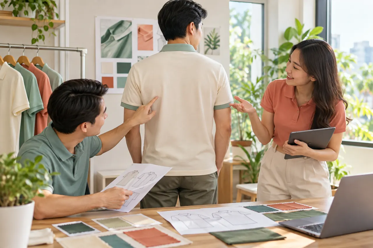 Áo polo có vùng lưng để đặt slogan