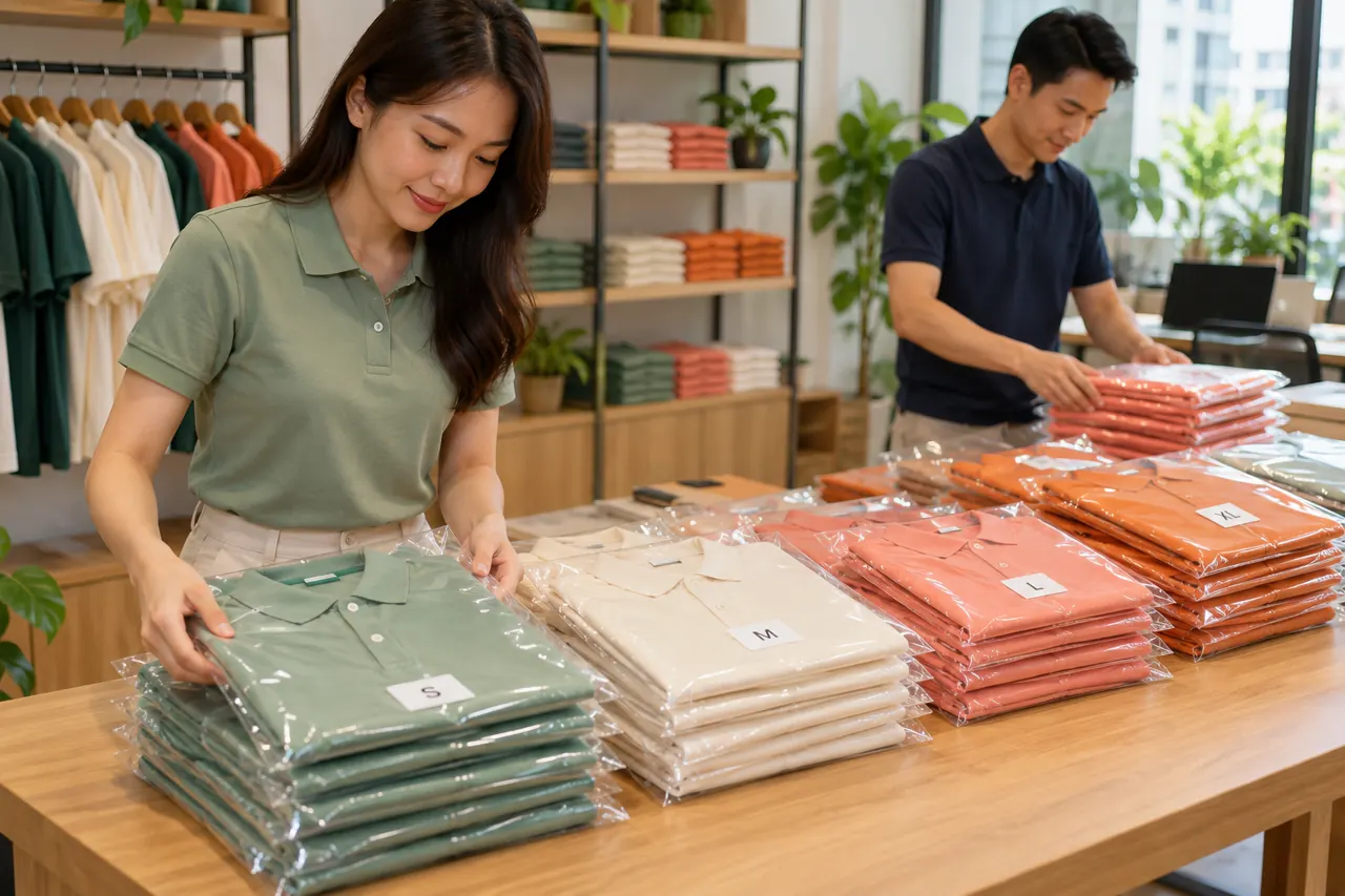 Áo polo đã đóng gói theo từng size