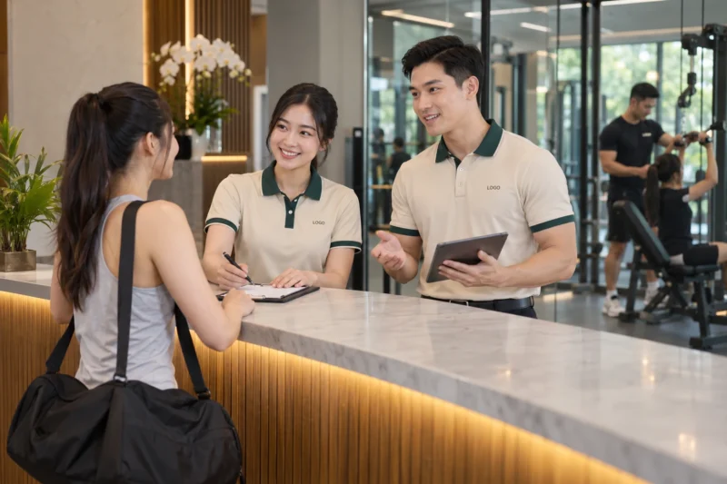 Áo polo đồng phục lễ tân và sale phòng gym