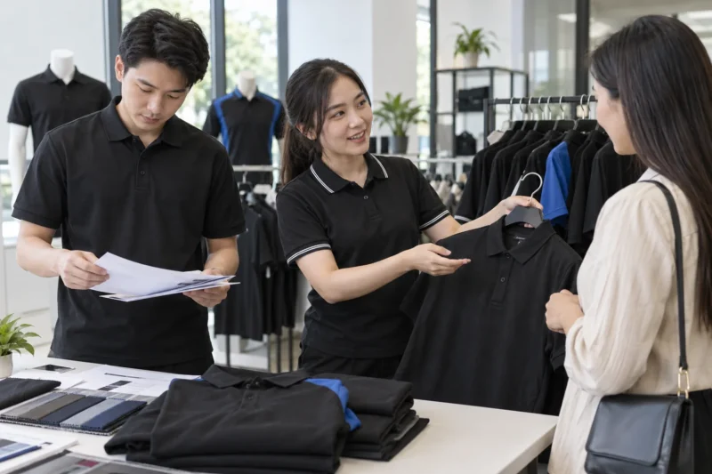 Áo polo đồng phục màu đen chỉn chu