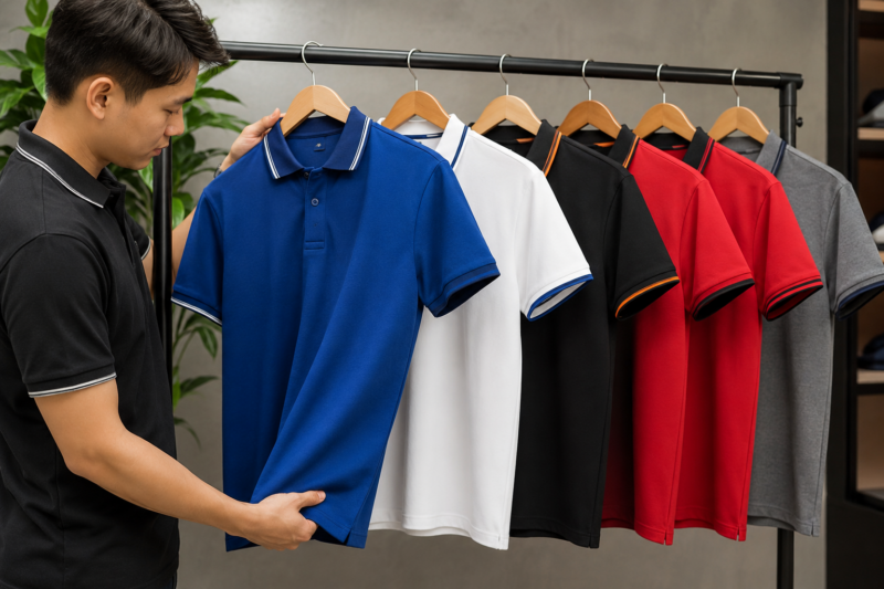 Áo polo đồng phục phối màu